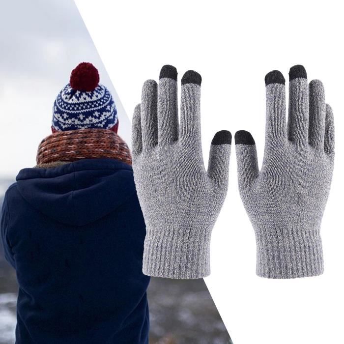 Gants hiver pour hommes, gants homme chaud tactile, gants épais avec  doublure polaire, gants thermiques d'hiver pour conduite, cou - - Cdiscount  Sport