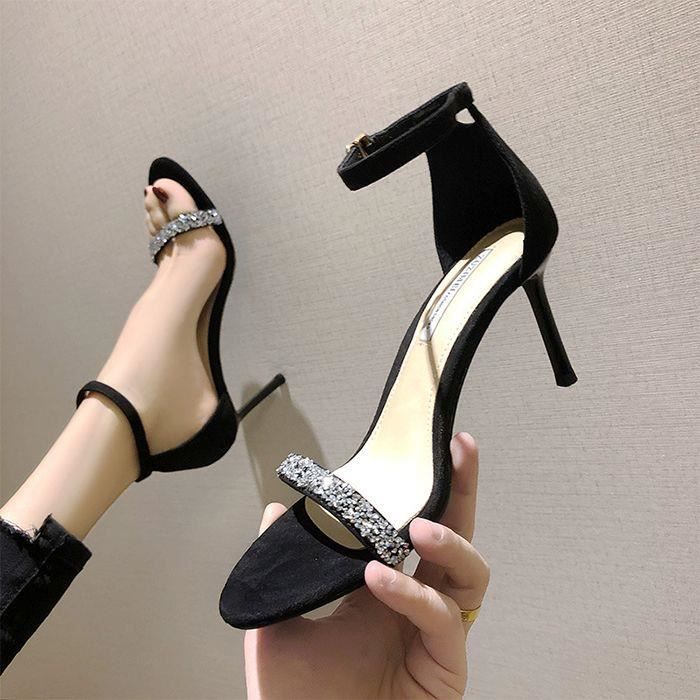 Femme Chaussures Fées Talons Hauts Été Nouvelle Mode Sauvage Mot Creux  Boucle Sandales Ouvertes À Talons Aiguilles Sandales À Bout