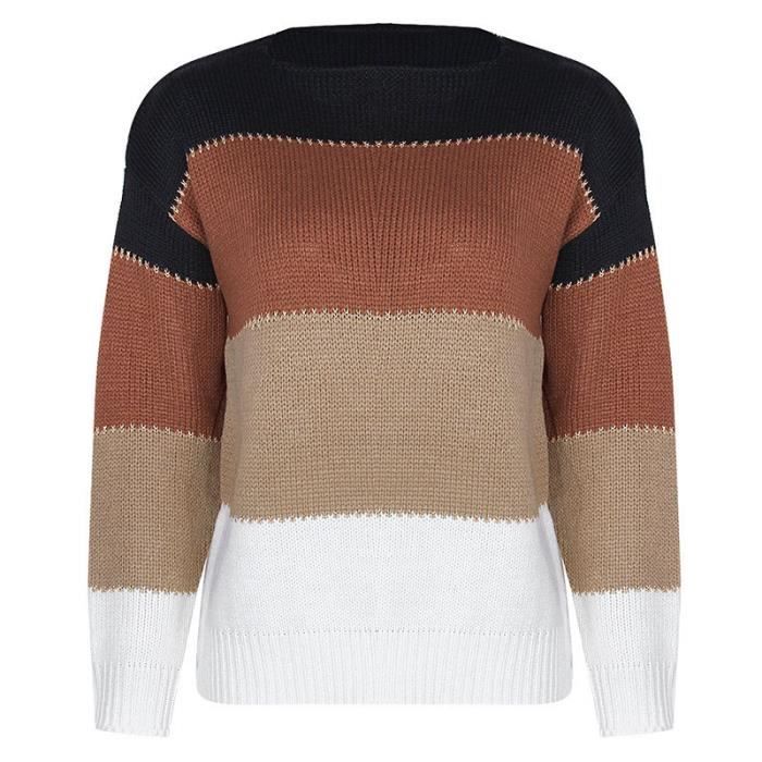 Pull Femme Chic Chaud Pas Cher Ray Mode Pullover Col Rond Hauts