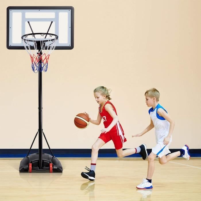 Panier de Basket Exterieur sur Pied pour Enfants/Adulte, Hauteur Réglable  de 200-260 cm, Portable Panier de Basket avec Poteau Panneau et roulettes