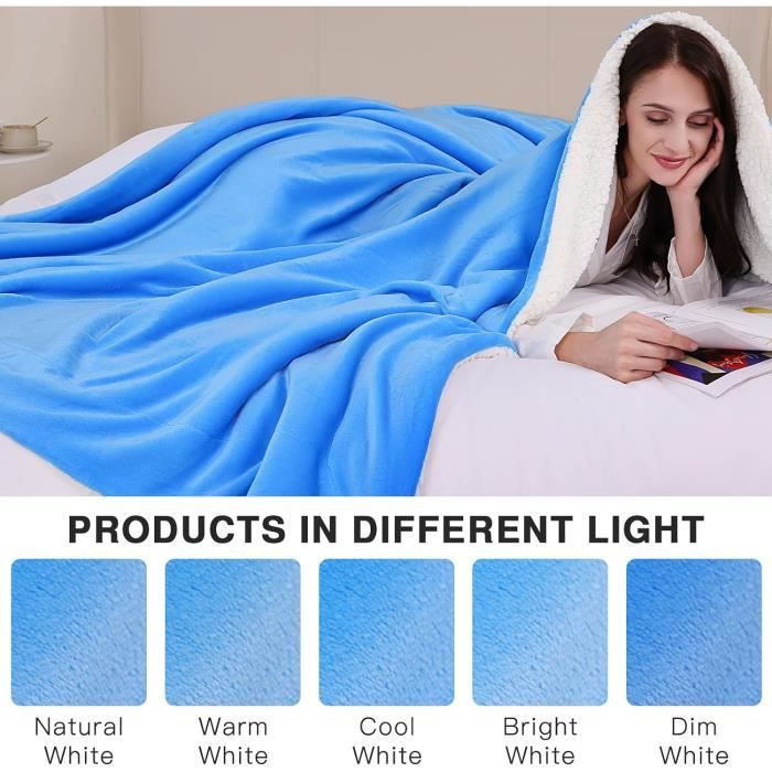 Couverture Polaire Douce 100x135 Cm - Bleu Ciel, Lavable En Machine, Pour Canapé, Lit, Déplacement