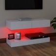 6402Better- TV Stand - Table de Salon Moderne,Meuble TV Scandinave,Meuble HI-FI avec lumières LED Blanc 90x35 cm-3