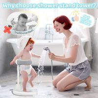 Baignoire Bébé Avec Support De Douche, Support De Douche Bébé Debout,tour De Douche Réglable Pour Aider Bébé à Se Tenir Debout - Puériculture & Eveil Bébé