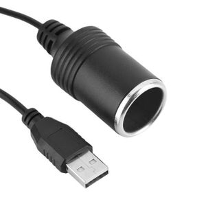 Adaptateur Pince Battery Vers Prise Allume-Cigare + Chargeur USB Double 12V/24V - Pour Voiture, Moto, Camping-Car - 30cm Cable 18AWG