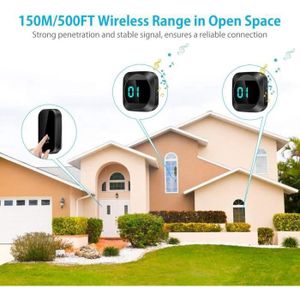 Sonnette Sans Fil, IP44 Exterieur Etanche Carillon 400 Mètres, 52 Mélodies Et 4 Niveaux Volume Kit De Carillon Avec Recepteurs Enfichables Voyant 91163319