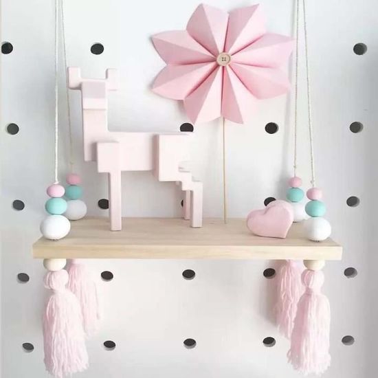 Etagere Murale Nordique Pour Chambre De Bebe Decoration Suspendue Avec Corde Et Planche En Bois Style Ins Pour Ae Cdiscount Maison