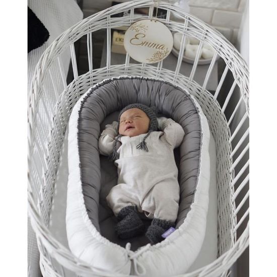 JUKKI Réducteur de lit bébé, Cocon de Sommeil pour nouveau-né nourrisson,  Baby Nest, coussin de voyage portable [Gris & Blanc] - Cdiscount  Puériculture & Eveil bébé