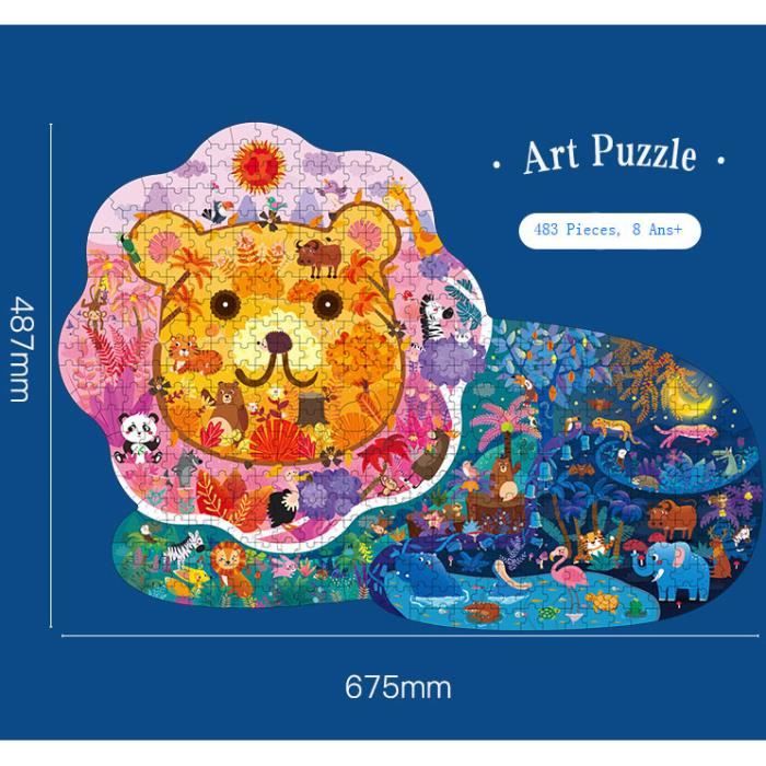 Puzzle 7+ Ans, 48.7*67.5cm,Puzzle Papier Lion, Puzzle Couleur