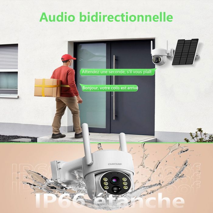 CAMCAMP Caméra Surveillance Wifi Extérieure 4MP Sans Fil Solaire Kit