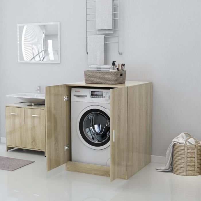 Ceresio Meuble pour machine à laver 2 portes blanc 71x71x91,5cm