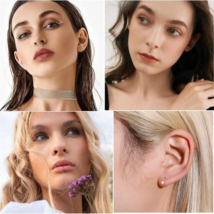 Piercing Tragus Acier Chirurgical – Or/argent – Filetage Interne – 18G/16G – Pour Lèvre, Helix, Conch, Nez