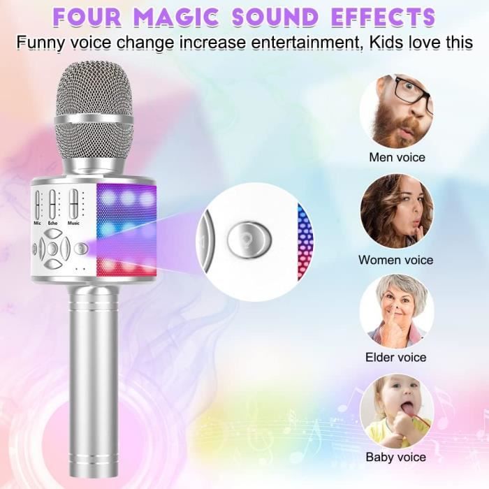 TONOR Microphone Karaoké Sans Fil Enfant – LED, Bluetooth, Haut-parleur 52 Mm – Compatible IOS/Android – Cadeau Anniversaire