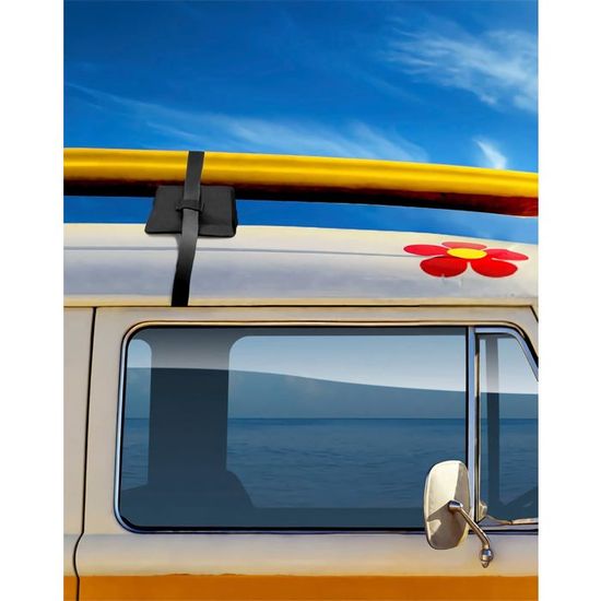 QWORK Kit Barre De Toit Souple 60 Kg – Sangles & Mousquetons Inclus – Parfait Kayak, SUP, Surf, Canoë, Ski