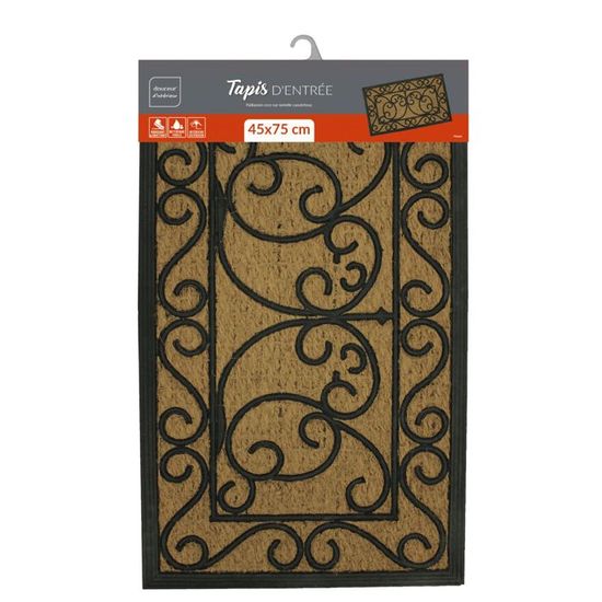 Relaxdays Paillasson 75x45cm Antidérapant Caoutchouc Avec Motifs Fleurs - Résistant Intérieur Extérieur