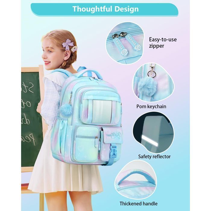 Sac Ecole Sac à Dos Scolaire 3-en-1 PROTAURI Pour Filles - Léger Avec Sac à Lunch Et Trousse - Parfait 8-14 Ans Sac A Dos Stitch Fille