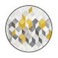 Tapis Rond φ80cm Tapis Rond Géométrique Abstrait Grand Tapis Ethnique Polyester Pour Chambre Salon Carré Géométrique Jaune Gris