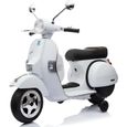 Moto électrique pour enfant VESPA officielle 12V avec licence Piaggio Blanc-0