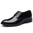 Derby Chaussure Chic Homme - Noir Blanche - Cuir verni - Talon bas - Confortable et élégante-0
