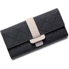 TSINCHIN Portefeuille femme cuir grande capacité avec 10 emplacements pour cartes et organiseur à glissière pour pièces de monnaie - Noir