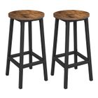 VASAGLE Tabourets de Bar, Lot de 2, Chaises, Siège Haut, Cadre Métallique, Hauteur 65 cm, Repose-pieds, Marron Rustique et Noir