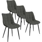 WOLTU 4 Chaise de Salle à Manger, Chaise de Cuisine, Assise rembourrée Lin épais, Pieds en métal, Gris Foncé