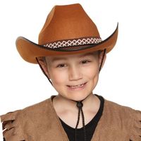 Chapeau Cowboy Enfant - BOLAND - Brun - Ruban - Ficelle - Accessoire de déguisement