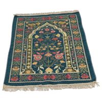 Cikonielf tapis de prière islamique Tapis de prière musulman portable exquis brodé design floral tapis de culte ethnique (bleu)