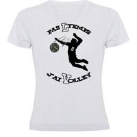 T-shirt femme blanc thème motif volley-ball - manches courtes - résistant - du S aux XXL