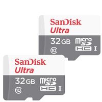 2pcs Sandisk Ultra Micro SD SDHC 32 Go Classe 10 UHS-I 80 Mo/s SDSQUNS-032G