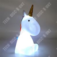 TD® XX Small 36-2E-011W Lampe veilleuse LED Enfant Licorne Plastique Blanc et multicolore Mode normal ou minuterie H17,5 x 8,5 x 12
