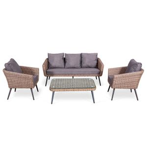 Ensemble Salon De Jardin Scandinave Aluminium 5 Places Resine