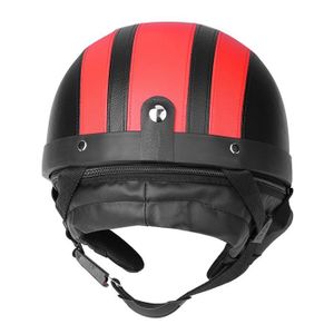 PIÈCE DÉTACHÉE CASQUE Universel moto Scooter en cuir synthétique demi-casque et visière UV lunettes rouge