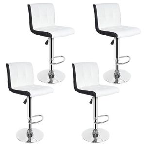 TABOURET DE BAR Tabourets de bar noir et blanc - Lot de 4 chaises 