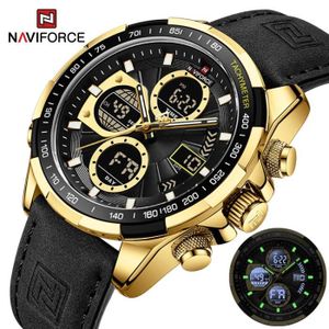 MONTRE Montre homme NAVIFORCE Top marque de luxe en cuir Quartz numérique 24 heures montre-bracelet homme étanche montres de Sport