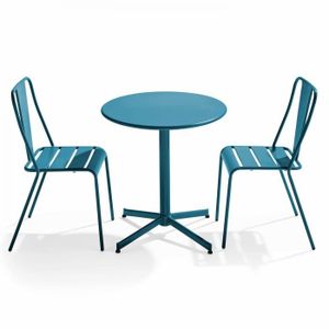 Ensemble table et chaise de jardin Ensemble table ronde et 2 chaises de jardin bistrot en métal pacific