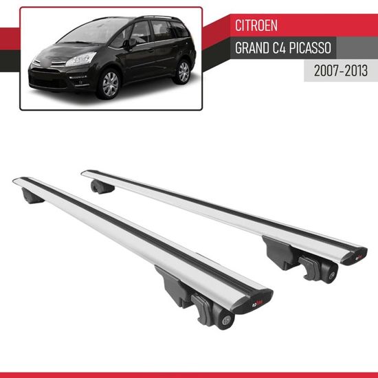 Barres De Toit Alu Gris Pour Citroën C4 Cactus (2014-2021) - Modèle Fly, Port 75 Kg, Facile à Monter