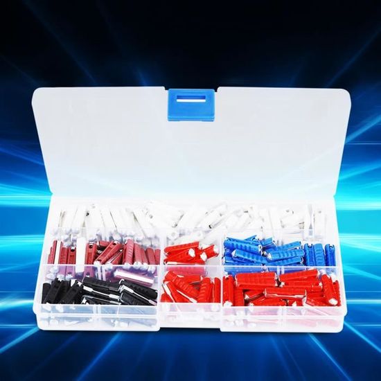 Kit De 200 Fusibles Auto Torpille - 5A Noir, 8A Blanc, 16A Rouge, 25A Bleu, 40A Marron - Propylène Et Zinc