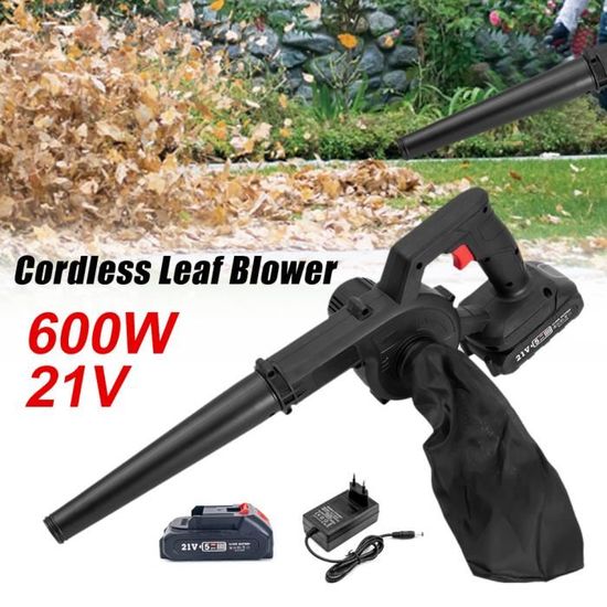Souffleur De Feuilles Sans Fil 21V 650W - Vent 150 MPH / 180 CFM - 5 Vitesses - Autonomie Jusqu'à 90 Min - Pour Jardin, Terrasse - Jardin