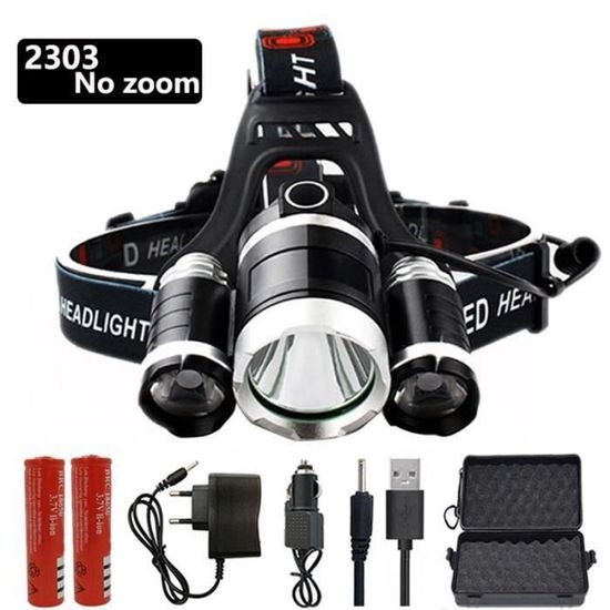 Lampe Frontale Tactique Bailong CREE XM-L T6 - 1800 Lumens, Zoom, IPX4 - Neuf