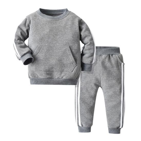 YOUSNH Ensemble De Vêtements Enfant Garçons Filles Manches Longues Sweat à Capuche Chaud Pull Pantalons Tenues Enfants Survêtement Gris 6-7 Ans