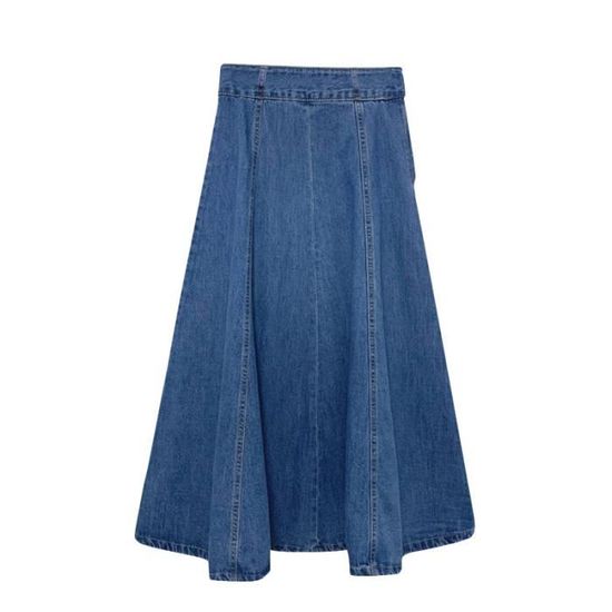 Jupe Trapèze Longue En Jean Pour Fille - Taille Haute élastique, Style Vintage, Avec Poche - 11-12 Ans