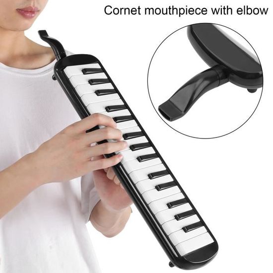 Mélodica 32 Touches Avec Étui Et Embouchure - Instrument Musique Vent Portable Pour Débutants Enfants Adultes - Noir