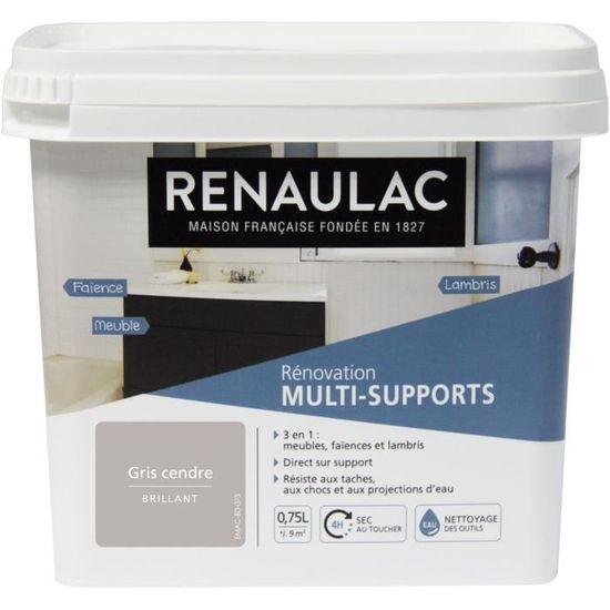 Renaulac Peinture Renovation Multisupports 3 En 1 Gris Cendre Brillant 0 75l 9m Pot Achat Vente Peinture Vernis Renaulac Peinture Renovation M Cdiscount