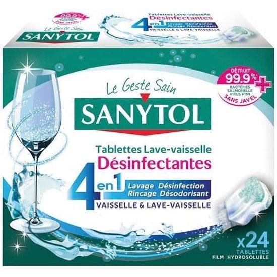 SANYTOL Tablettes lave-vaisselle désinfectantes x24 - Cdiscount