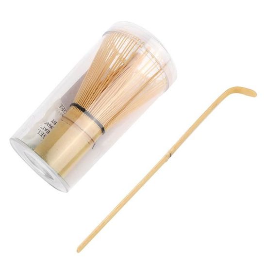Set Matcha Japonais WIYETY - Fouet Chasen + Cuillère Chashaku En Bambou Naturel (3 Pièces)