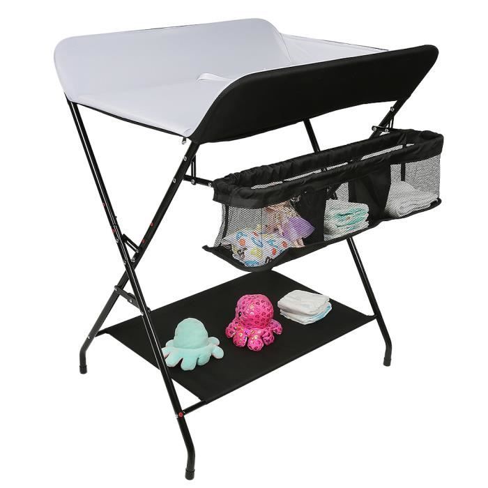 FIRNOSE Table à langer mobile / Table de soins bébé - Noir (Pliable Portable)