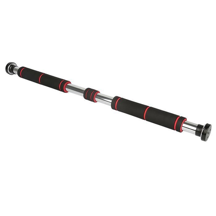 -Mixmest- Barre Horizontale de Porte de Gym pour une largeur de porte de 80 à 130 cm Barre de Traction - Noir + rouge