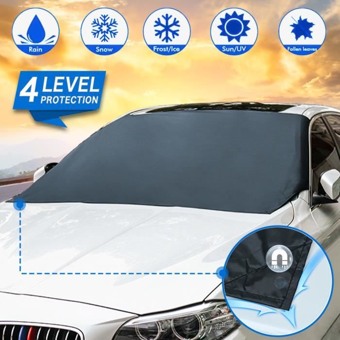 Couverture Pare-Brise Voiture, Magnétique Pare-Brise Voiture Repliable Bache de Protection 210 x120 cm