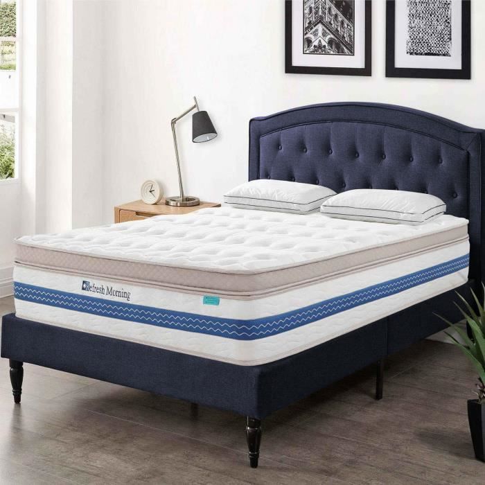 Matelas hybride REFRESH 160 x 200 cm ressorts ensachés et mémoire de forme épaisseur 32 cm