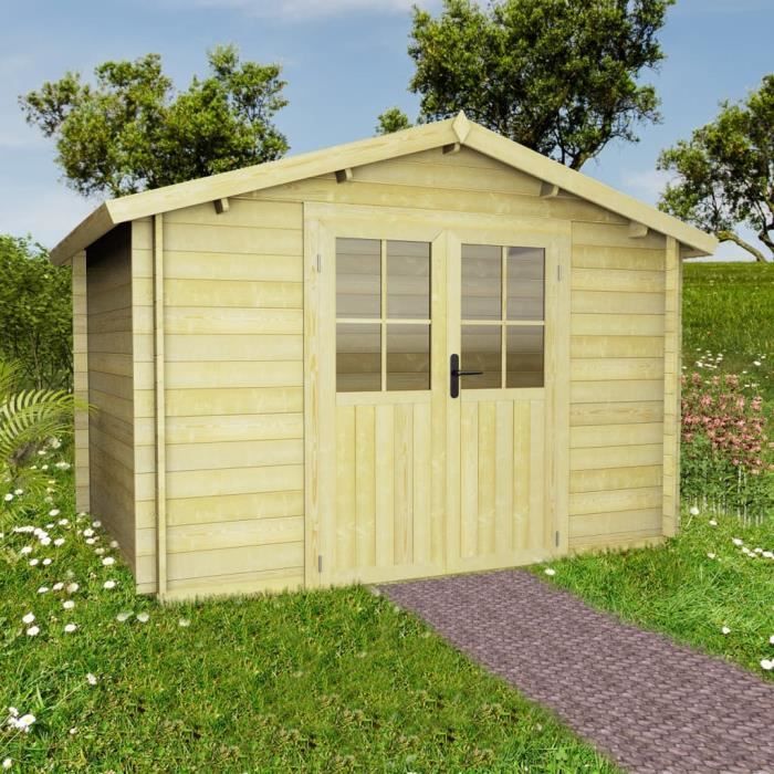 Abri de jardin Chalet - Cabane de jardin Abri de stockage pour jardin pour bûches de bois 28 mm 3,1 x 3 m Bois massif